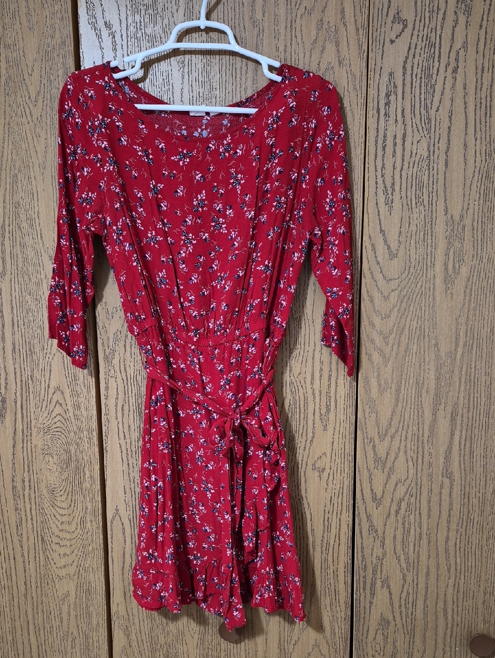 GAP Red Floral Tie-Waist Women's Summer Dress Floral Pattern Size M